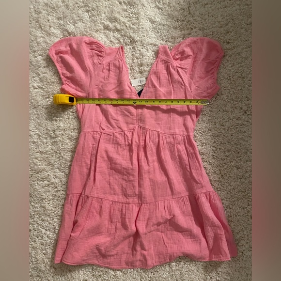 Gap pink crinkle gauze puff sleeve tiered mini dress - Picture 8 of 8